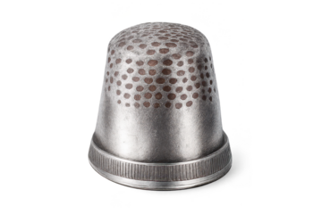 Detailed Thimble on a transparent background, crafted from metal.