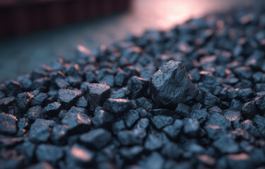 Macro close-up of scattered coal pieces showing dark rugged texture