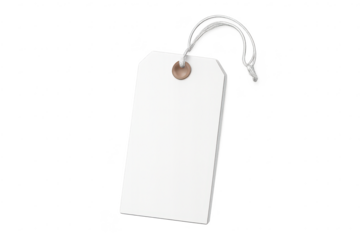 Blank White Tag with String on a transparent background for Merchandise.