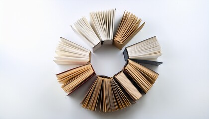 paper wreath isolated on white background handmade from book pages