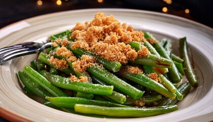 delicious green beans recipe with toasted breadcrumbs topping