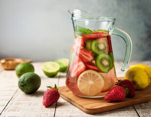 detox water recipe strawberry kiwi lemon lime infused drink