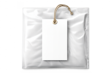 Shopping bag mockup, blank tag and transparent background for design.