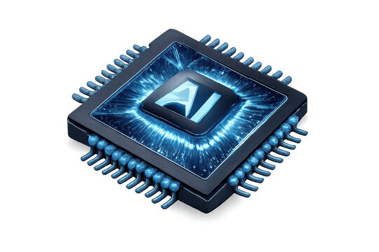 Artificial Intelligence AI Chip on a transparent background, futuristic