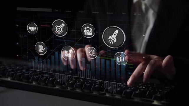 Project management dashboard showing project management strategy, planning, project management workflow, and project management team icons for better coordination. Muxer