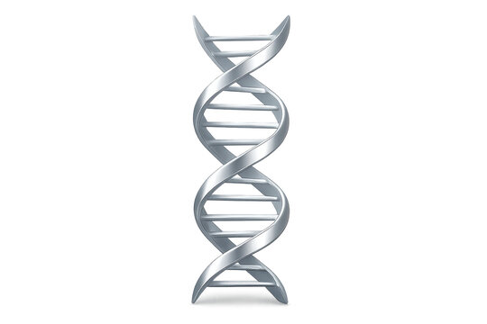 Metallic DNA helix illustration with transparent background design.