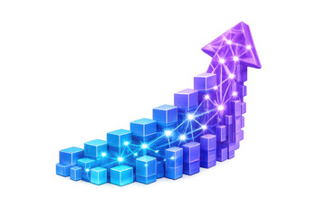 Fototapeta premium Rising Arrow Graph on transparent background, Showing Growth in Tech