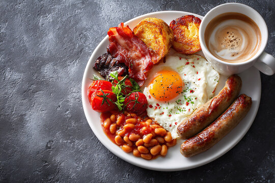 English breakfast with coffee.