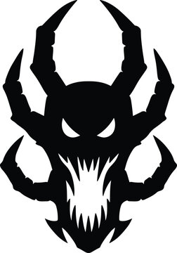 Ferocious Horned Monster Head Silhouette