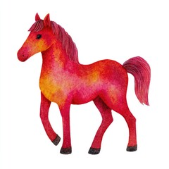 A cute whimsical horse is drawn in simple lines. Friendly, cozy, and charming animal.