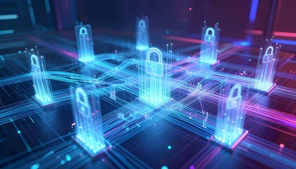Distributed Network of Digital Padlocks Representing Blockchain and Security