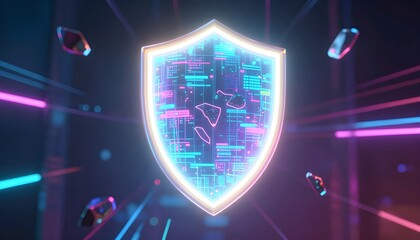 Bright Glowing Holographic Shield for Advanced Internet Data Protection