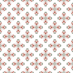 green and red abstract geometric seamless ethnic pattern background, repeatable motif for fabric and wallpaper design illustration