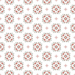 green and red abstract geometric seamless ethnic pattern background, repeatable motif for fabric and wallpaper design illustration