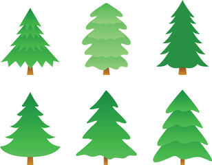 Fototapeta premium Flat Christmas Pine Tree Vector Set with Evergreen Fir Trees in Green Color