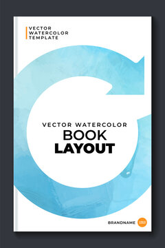 Сolorful vector watercolor vertical background with blue arrows for poster, banner or book cover