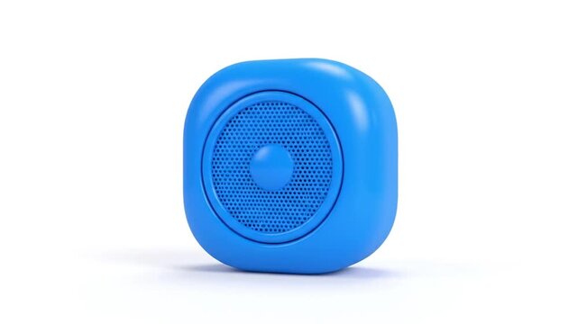 Vibrant Blue Portable Bluetooth Speaker with Rounded Design, Isolated on White Background