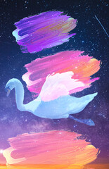 swan in the painterly sky