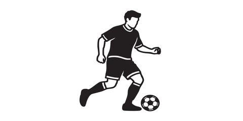 Obraz premium Sportsman with ball solid icon, football sport concept. Vector graphics. Football player, soccer sign on white background, style icon mobile or web design