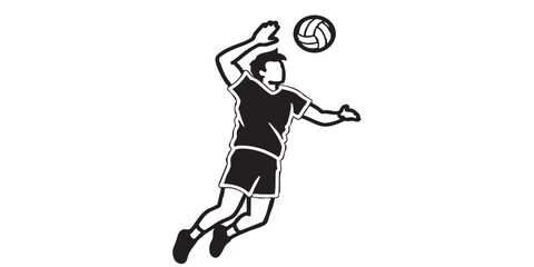 Fototapeta premium Man with ball solid icon, volleyball sport concept. Vector graphics. Volleyball player, sportsman sign on white background, style icon mobile or web design
