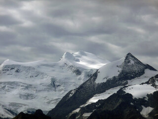 Sunlight on snow-covered peak
