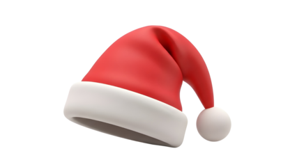 3D Render of Red and White Santa Claus Hat Isolated on White Background