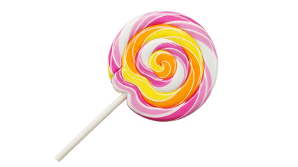 Bright Pink Orange Yellow Swirl Lollipop Isolated Product Shot