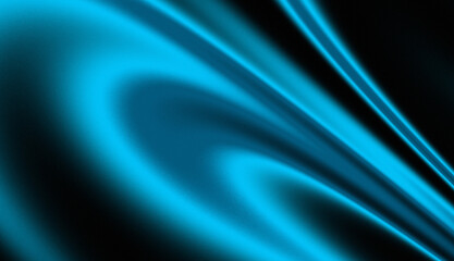 Obraz premium Abstract blue pattern with gradient on black background, texture, ornament. Fashionable beautiful wallpaper, color design for notebook cover, copybook, paper, packaging. Curved wavy glow lines.