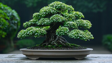 Clean Aesthetic Image of Bonsai Plant With Serene Background and Neutral Design Emphasizing Simplicity and Calm