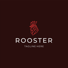 Rooster head line art logo with sharp strokes and a proud dynamic look.