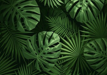 Geometric depiction showcasing verdant tropical foliage for a jungle vibe