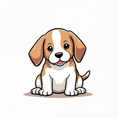 Cute beagle puppy sits and waits patiently. Adorable dog illustration features simple line art design suitable for logos, branding, or child friendly content.