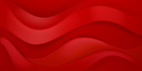Smooth, flowing red waves on a vibrant red background, creating a dynamic and abstract visual effect.