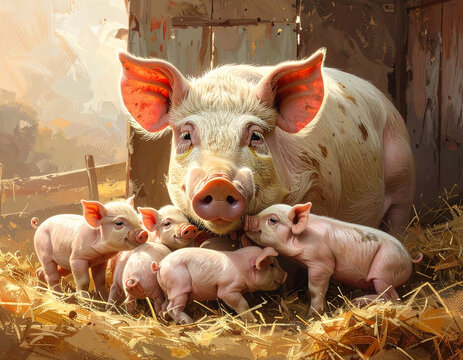 Sow with piglets