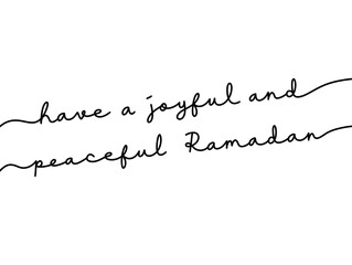 Elegant Ramadan Greeting with Handwritten Calligraphy on White Background