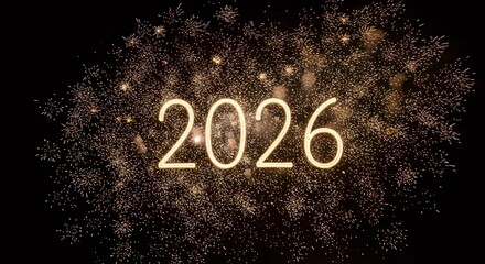 Happy New Year 2026 - Sparking Fireworks Display Celebrating the Upcoming Year