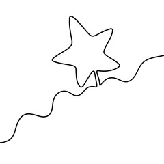 Minimalist continuous line drawing of a star on a wave