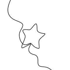 Minimalist continuous line drawing of a star on white background