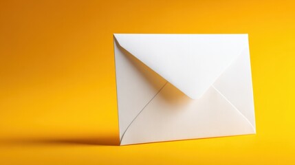Simple White Envelope on Vibrant Yellow Background for Mail, Correspondence, and Communication Concepts