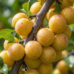 Fresh Yellow Mirabelle Plum Branch