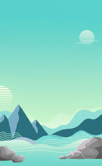 Vector design shows serene calm mountain landscape