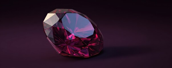 Fototapeta premium A beautifully cut purple gemstone reflecting light against a dark background.