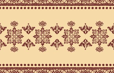 Geometrics Ikat ethnic design.colorful Ikat seamless pattern in tribal, folk embroidery abstract wave art. ornament print. Ikat Design for wallpaper,carpet, clothing, fashion, fabric.	