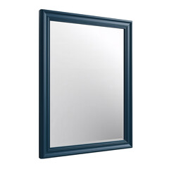 Fototapeta premium Elegant Dark Blue Framed Mirror Reflecting White Background