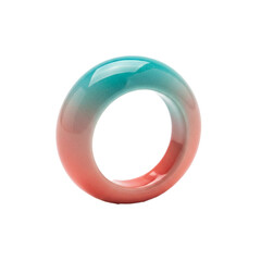 Unique gradient ring with a smooth, polished finish, blending teal and coral hues for a stylish accessory
