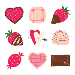 Valentine day chocolate Assets set