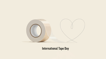 Transparent tape roll with drawn heart for International Tape Day  