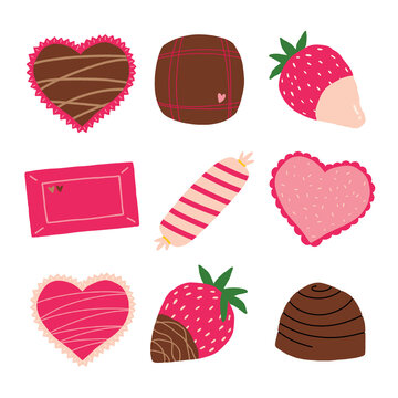 Valentine day chocolate Assets set