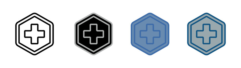 Fototapeta premium medical sign icon set multiple style collection with hexagon and plus sign design