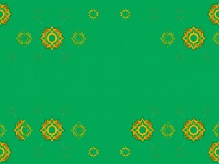 Green background with golden mandala patterns